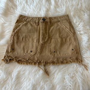 Free People Khaki Cargo Mini Skirt